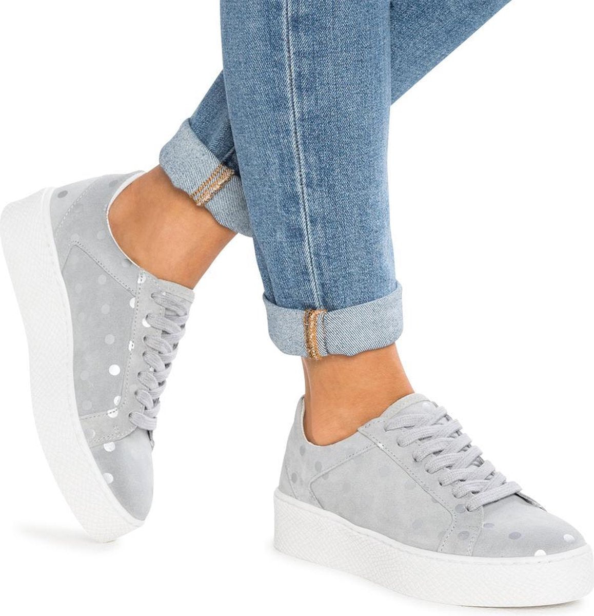 SPM Dames Sneaker SOHO Polka Dot Grijs - Maat: 41