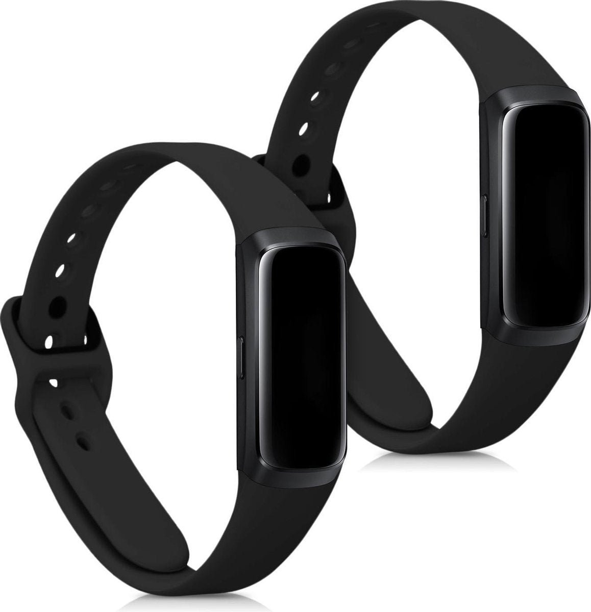 kwmobile 2x horlogeband voor Samsung Galaxy Fit (SM-R370) - siliconen band voor fitnesstracker - zwart