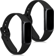 kwmobile 2x horlogeband voor Samsung Galaxy Fit (SM-R370) - siliconen band voor fitnesstracker - zwart