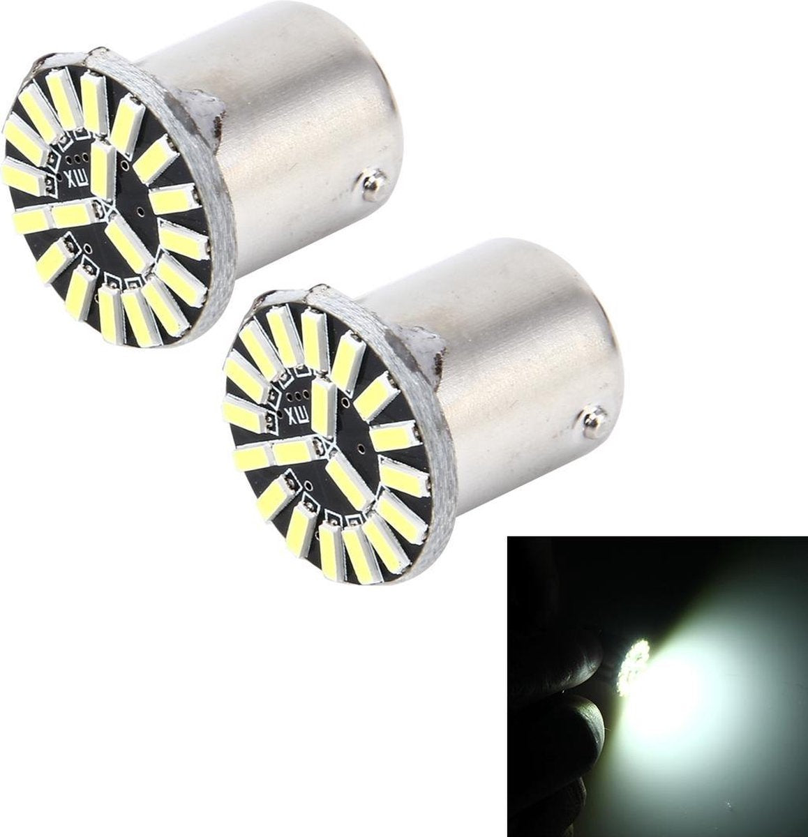2 STKS 1156 / BA15S 5W 250 LM 6000K Auto AutoTurn Light met 19 SMD-4014 LED-lampen