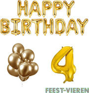 4 jaar Verjaardag Versiering Ballon Pakket Goud
