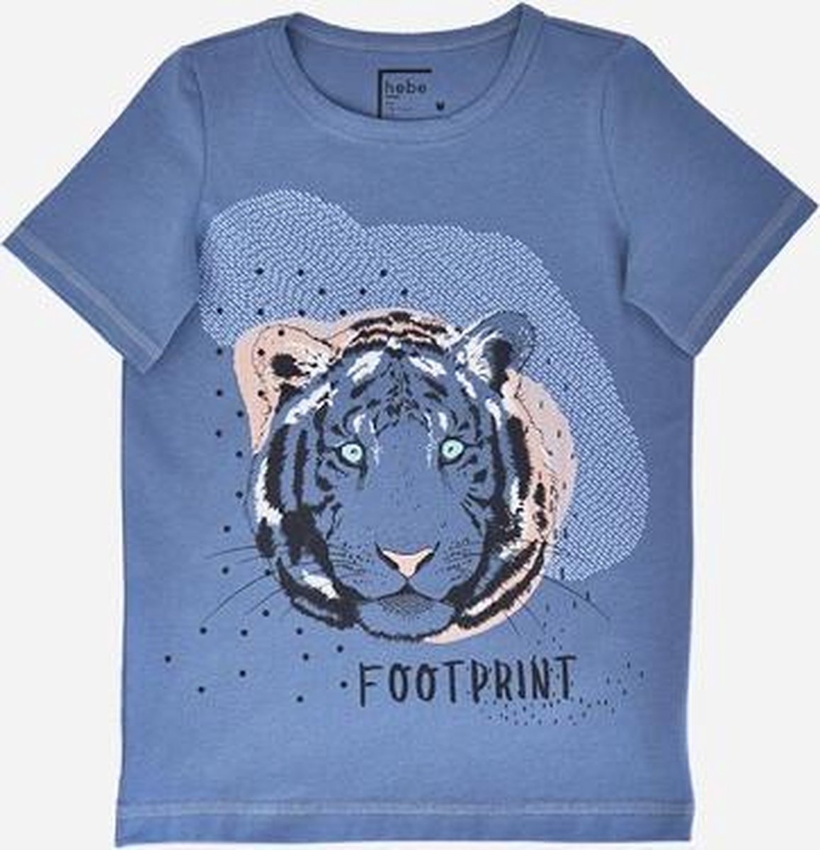 HEBE - T-shirt - tijger - blauw - Maat 98/104