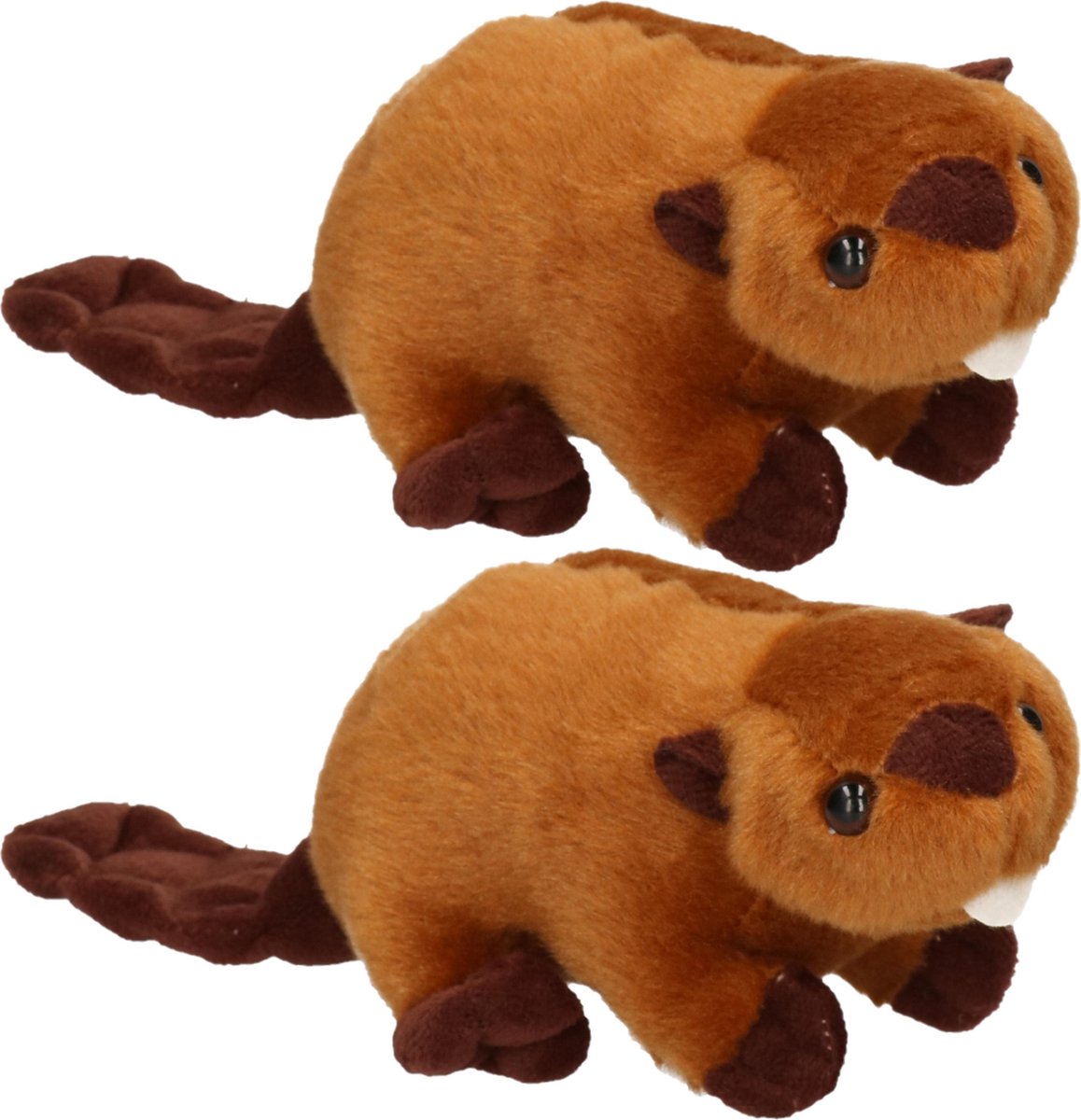 4x stuks pluche knuffel bever 16 cm - Knuffeldieren van bevers - klein model