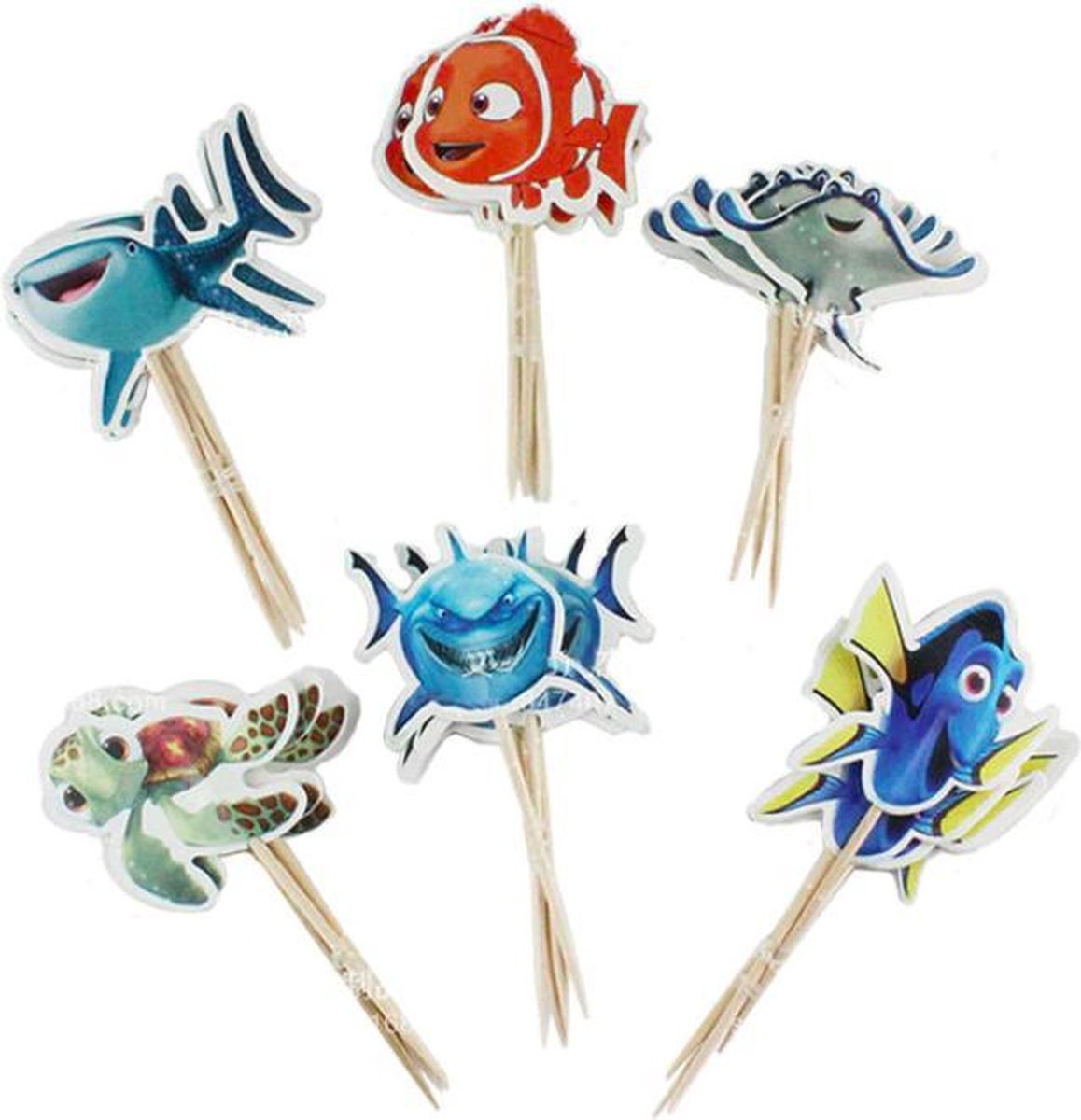 ProductGoods - 48 x Leuke Finding Nemo Cocktailprikkers | Verjaardag | Sateprikkers | Traktatie | Feest | Cake topper decoratie | Prikkers