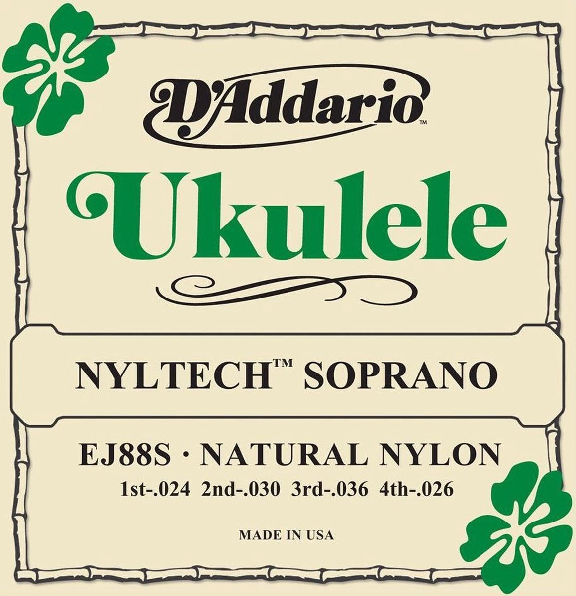 Ukulele snaren EJ88S Sopran Nyltech 24-30-36-26