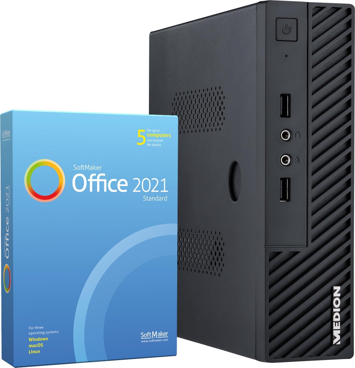 MEDION AKOYA S23002 Budget PC | Intel Celeron J4105 | 8 GB RAM | 512 GB SSD | SoftMaker Office Standard 2021 | Windows 10 Home