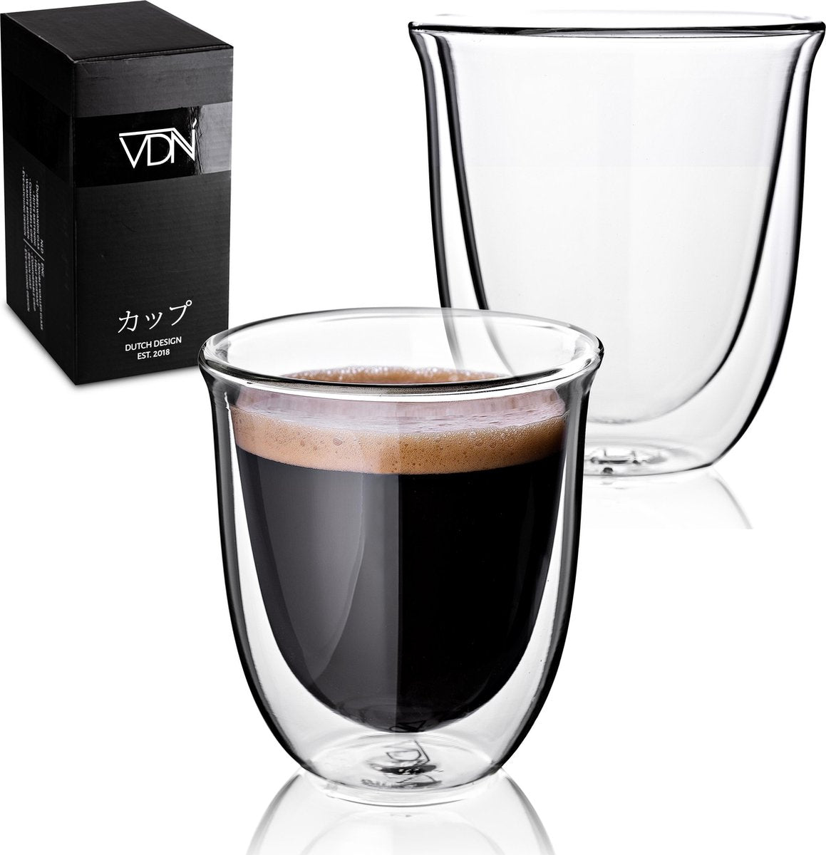 Dubbelwandige glazen van borosilicaat - Warme en koude dranken - 250 ML - Set van 2 - Koffieglazen