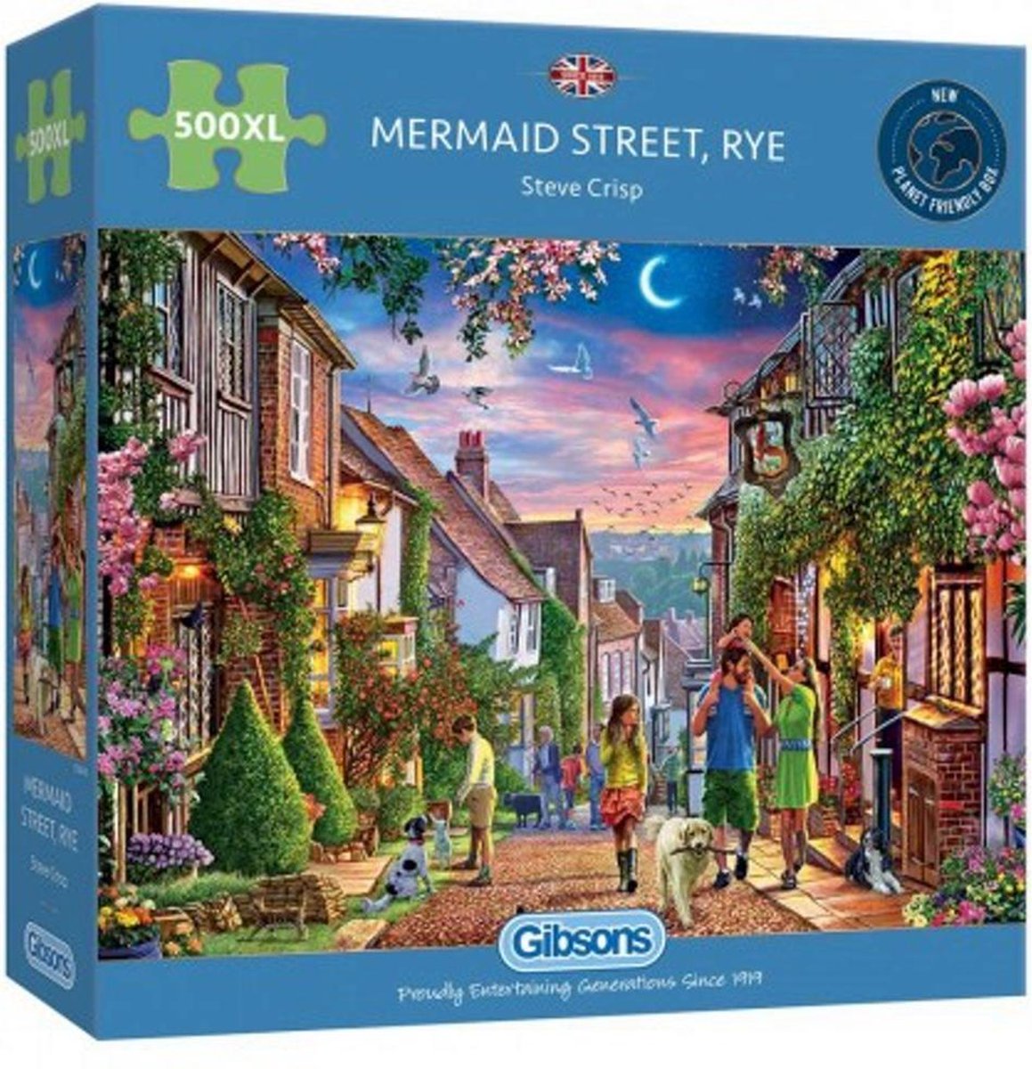 XL-legpuzzel Mermaid Street in de plaats Rye in Engeland met 500 extra grote stukjes van 3 bij 4 cm