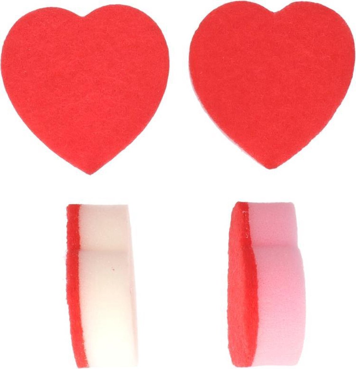 schuurspons 2 stuks 1 x hart rood 1 x rood wit - achterkant wit voorkant schuur rood zie foto / schoonmaakspons - hart
