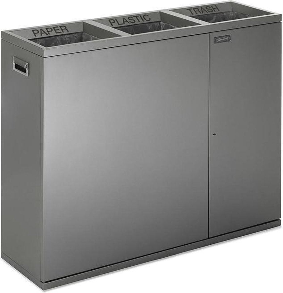 Elegante Janibell® T3X330S RVS afvalunit om afval te scheiden 3 x 75L.