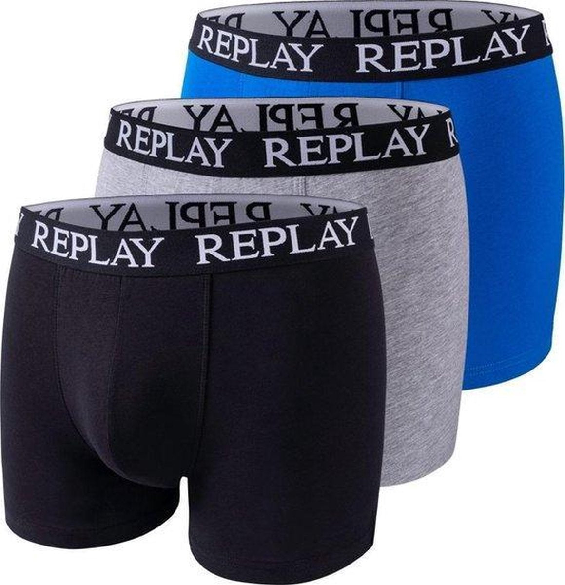Replay boxershorts 3pack blauw grijs zwart 1101102V001N175