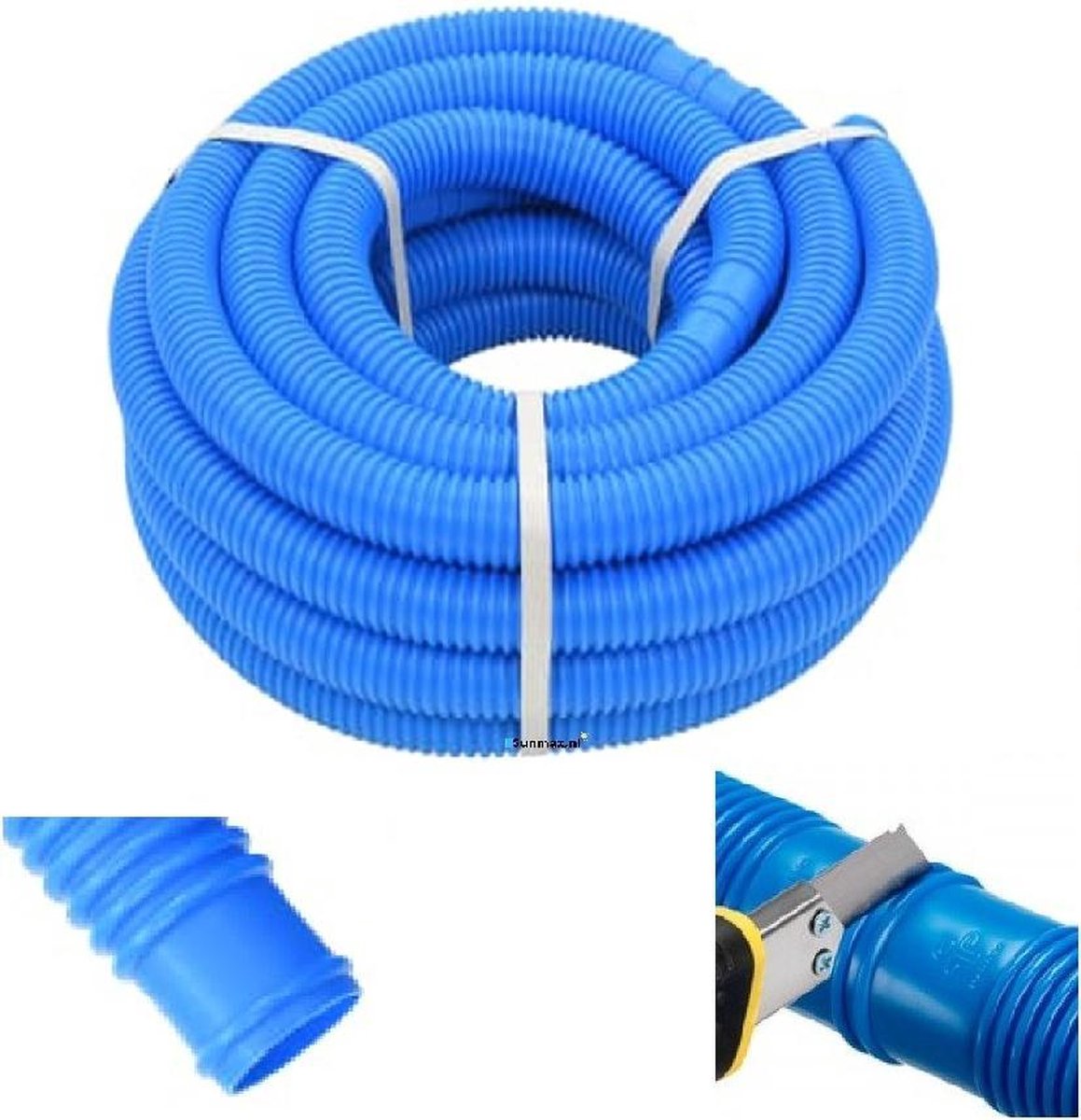 32mm Zwembadslang 17.60 meter pvc met manchetten voor slang klemmen zwembad
