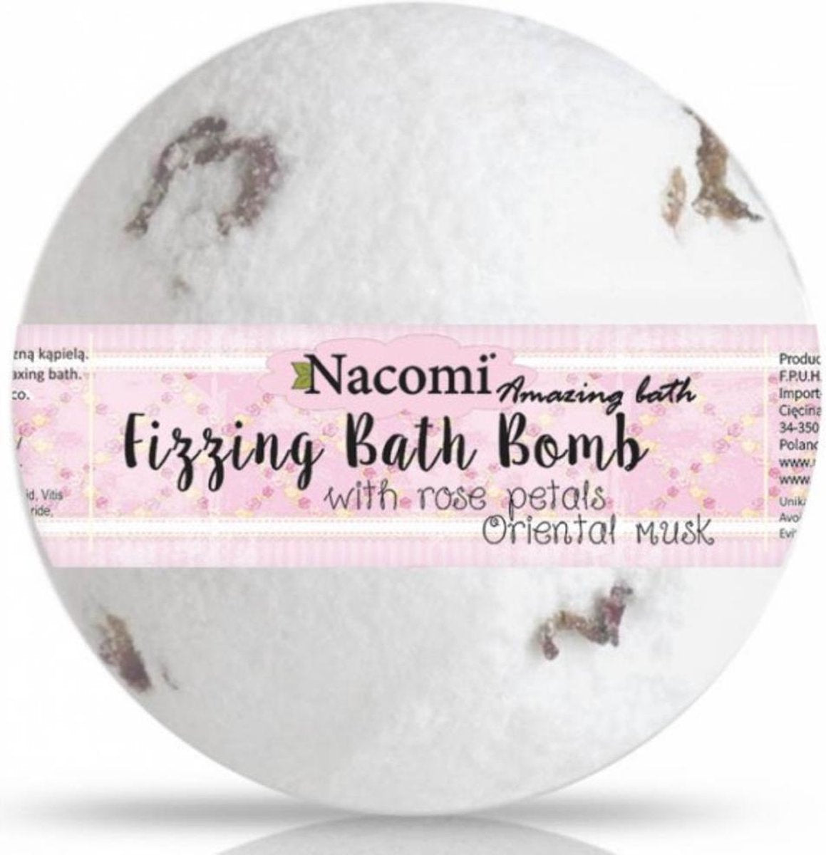 Nacomi - Fizzing Bath Bomb kula do kąpieli z płatkami róż Oriental Musk 130g