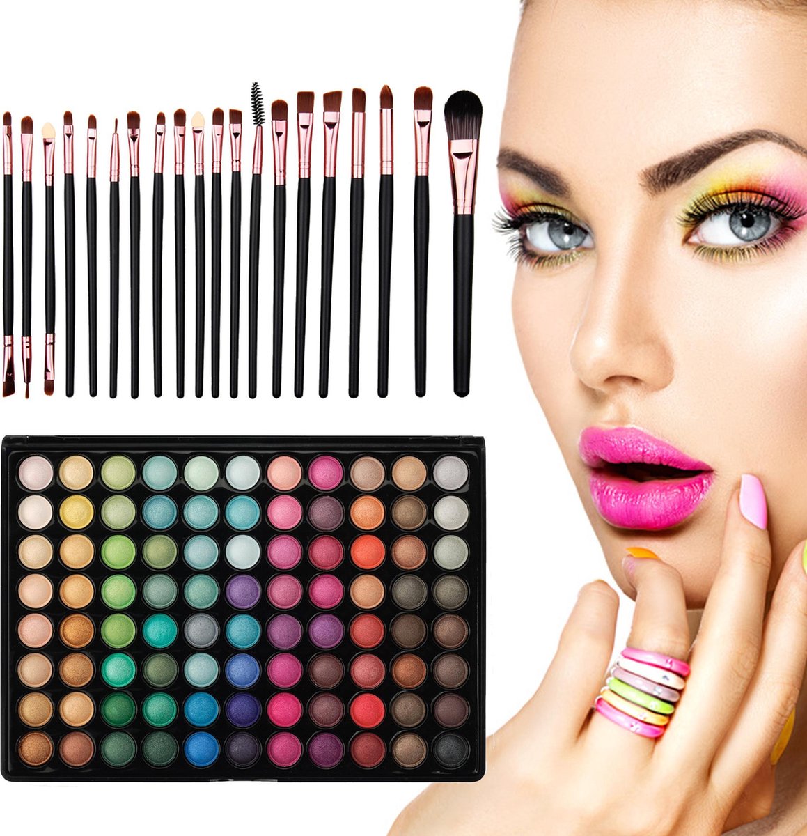 Evvie Ultimate Eyeshadow Kit - 20 Make-up Kwasten met 88 Kleuren Oogschaduw Palette
