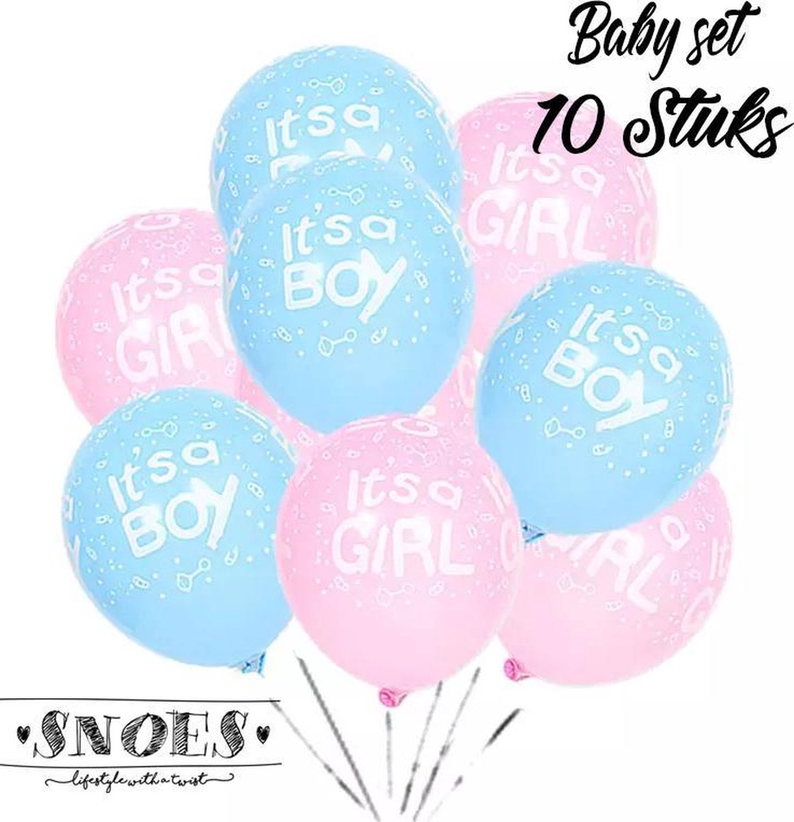 Snoes * Set van 10 Ballonnen * Geboorte * Hoera een Meisje / Jongen * It's a Boy/Girl * Gender Reveal * Geslachtsonthulling * Birthday * Set Ballonnen * Blauw Roze * Babyshower * Vier feest * Verjaardag *