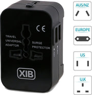 XIB Universele wereld reisstekker met 2 USB-poorten / Wereldstekker voor meer dan 150 landen o.a. Engeland