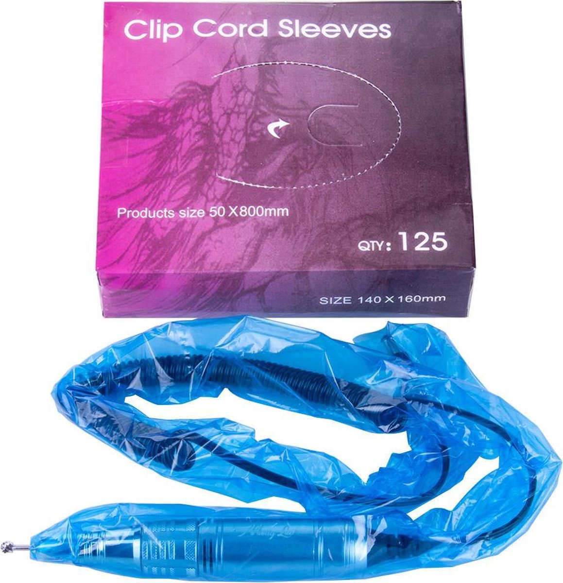 Beschermfoliehoes voor nagelfrees handvat 5x80 cm / 125 stuks blauw