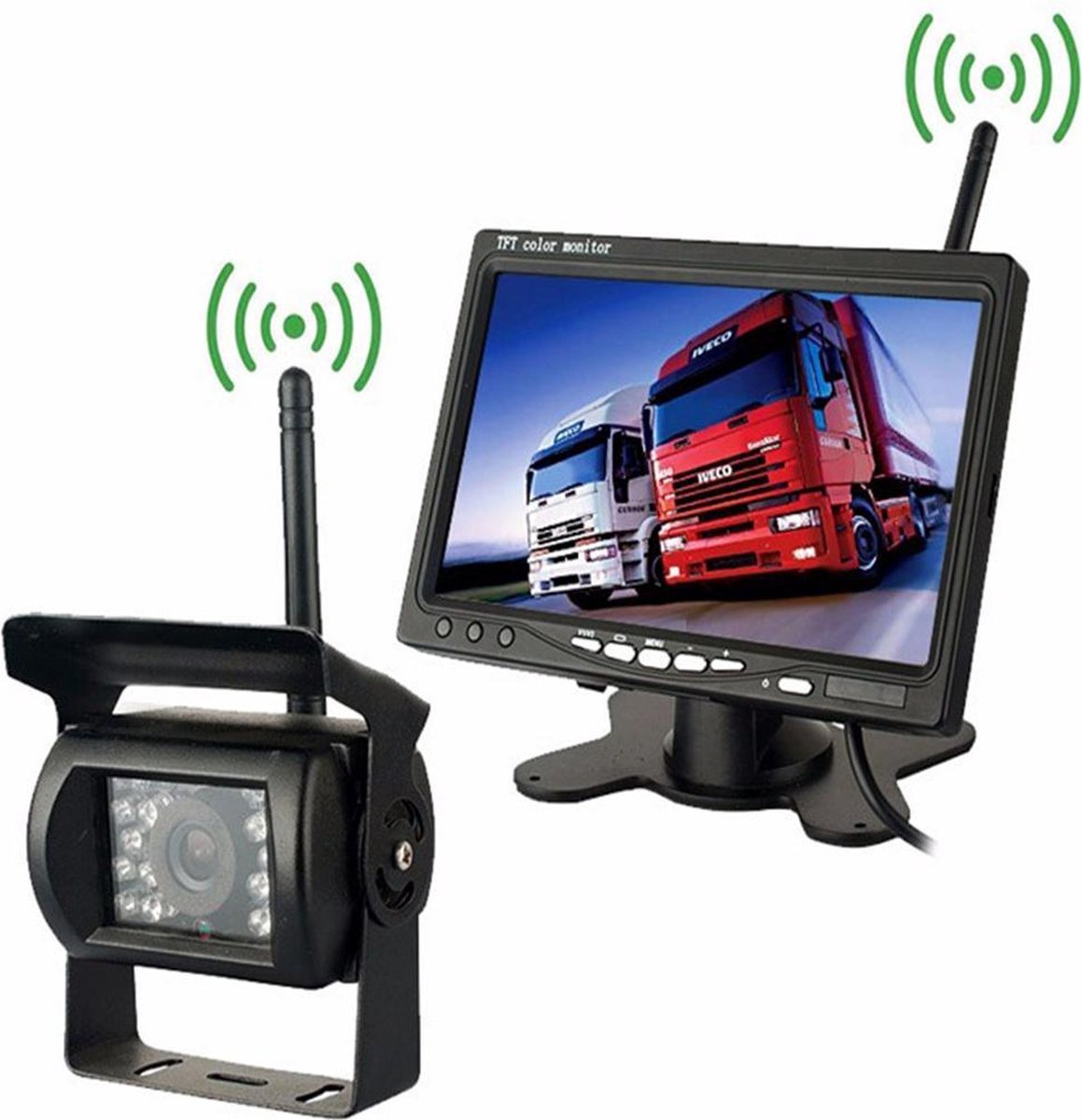PZ607-W Draadloze voertuigvrachtwagen Backup-camera en monitor Infrarood nachtzicht Achteruitrijcamera met 7 inch HD-monitor voor RV-aanhanger
