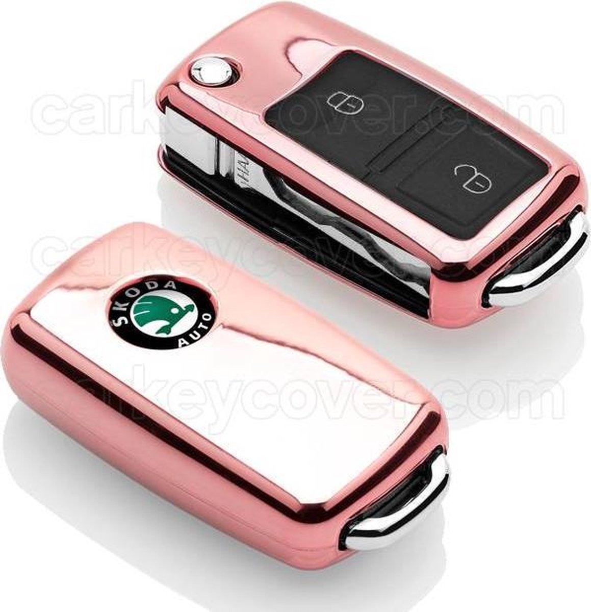 Skoda SleutelCover - Rose Goud / TPU sleutelhoesje / beschermhoesje autosleutel