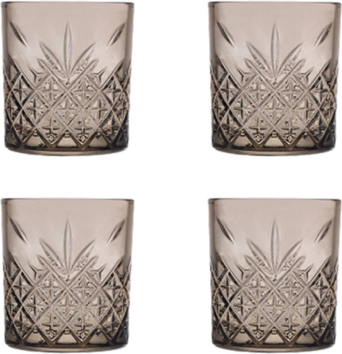 Pasabahce Timeless - Zwarte Whiskyglas - Set van 4 - 345 ml