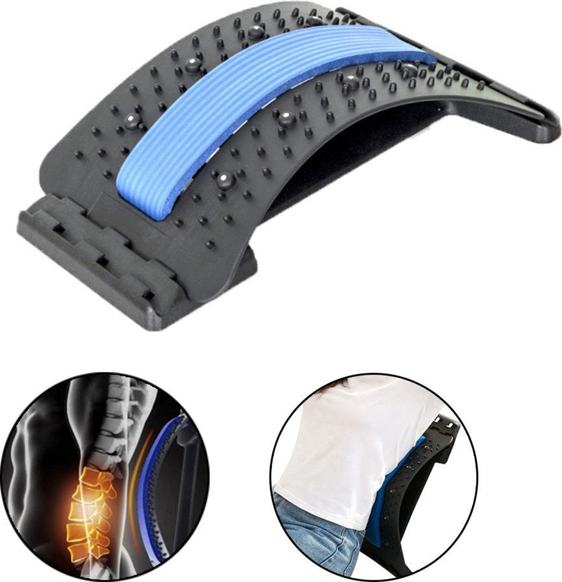 Backstretcher Voor Rugklachten - Comfortabele Back Stretcher met Zachte Massage Pads - Verstelbare Rugstretcher