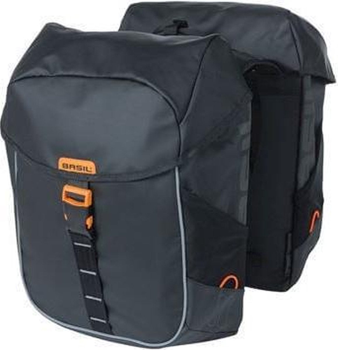 Dubbele fietstas Basil Miles Tarpaulin 34 liter 34 x 16 x 43 cm - zwart/oranje