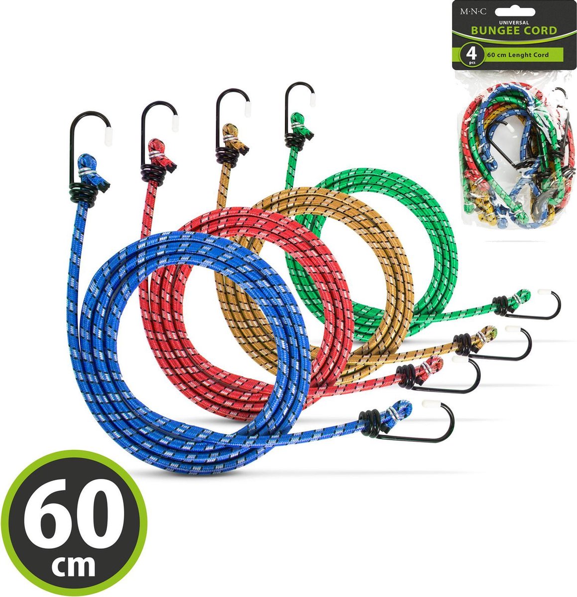 MNC - Elastische Snelbinders met Haak - 4 Stuks - 60CM
