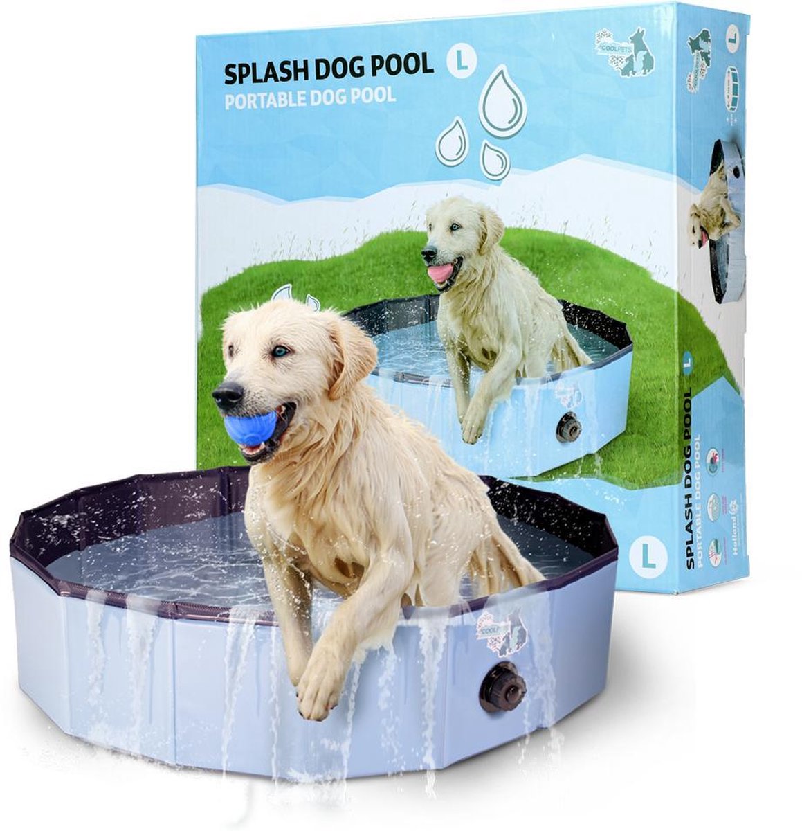 CoolPets Splash Dog Pool - Verkoelend zwembad voor honden - Spelenderwijs afkoelen - Verkrijgbaar in Small