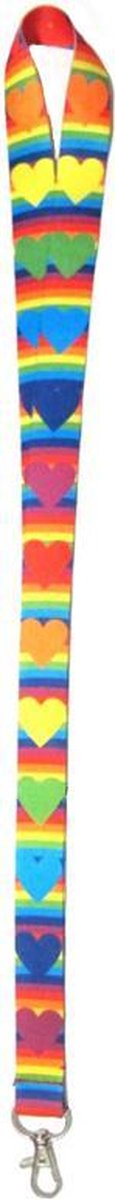 Regenboog Hartjes Keykord - Sleutelkoord - Lanyard  48 cm