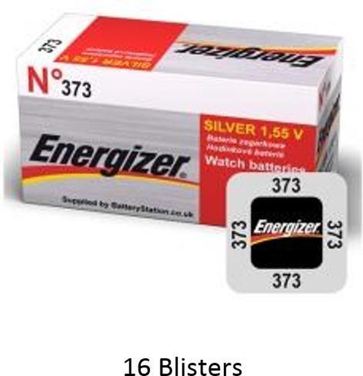 16 stuks (16 blisters a 1 stuk) Energizer 373 LD Knoopcel batterij Zilver-oxide (S) 1