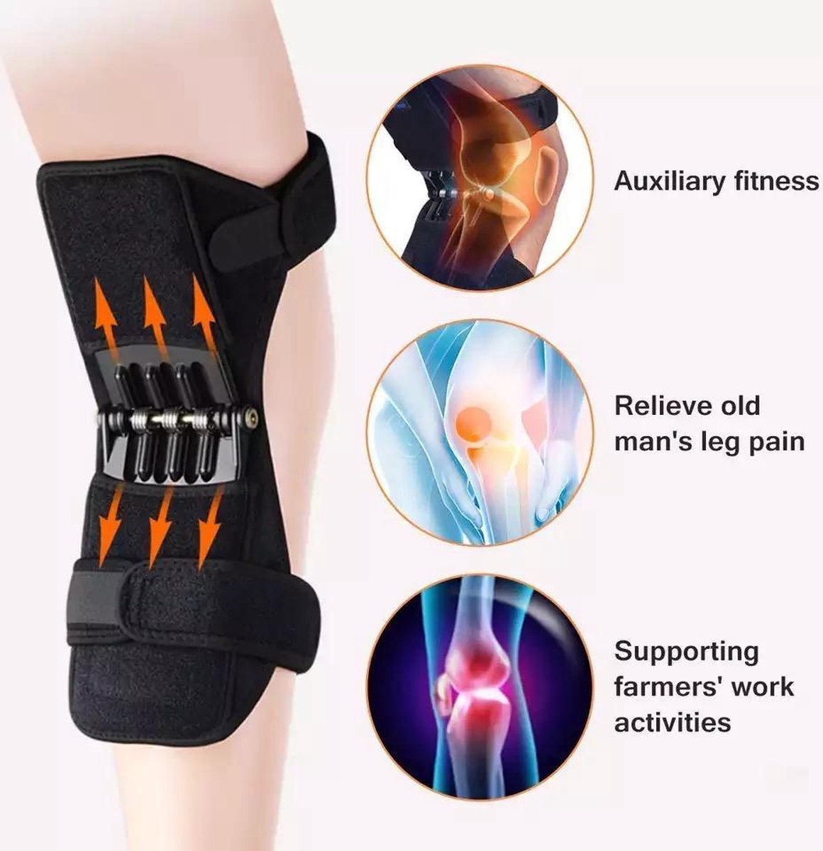 LOUZIR 2 stuks Krachtige Veerkracht Knie brace -Orthopedische Kniebrace Met Scharnier - Kniesteun Stabilisator - Knieband Support Strap - Optimale Knie Ondersteuning.