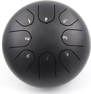 Tongue Drum - Steel - Handpan - Klankschaal - Klankschaal set - 8 tongen - Lotus Drum - Klanktherapie - Meditatie - Sound Healing - 15 cm - Zwart