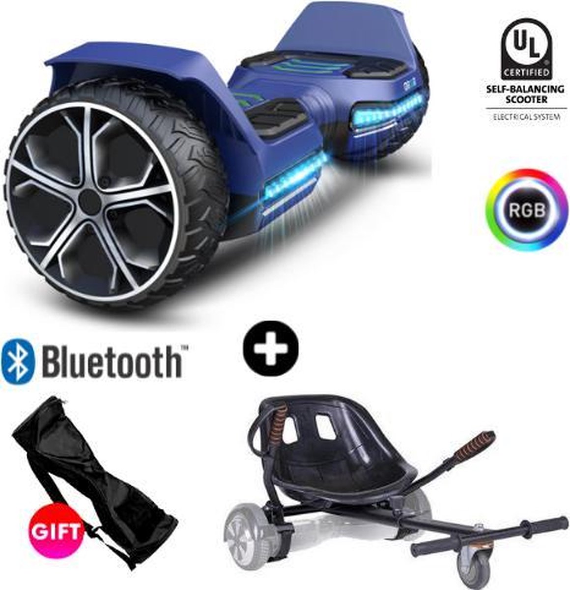 Gyroor G5 + Denver Hoverkart | Oxboard |6.5 Inch Wielen | Hoverboard met Hoverkart | Blauw