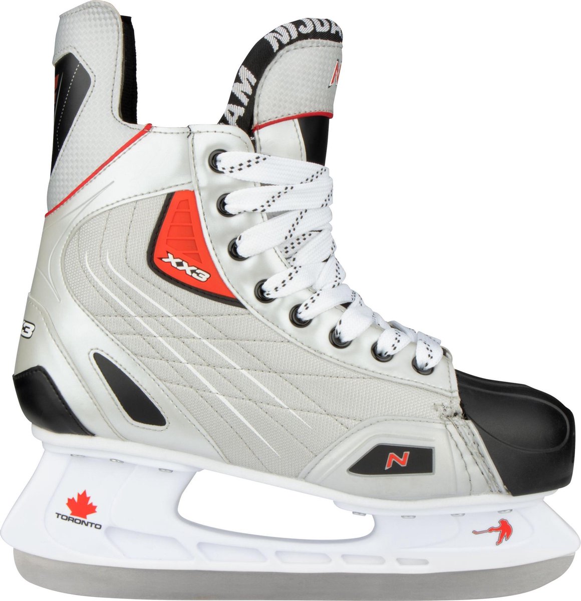 Nijdam 3385 IJshockeyschaats - Deluxe - Grijs/Zilver - Maat 41