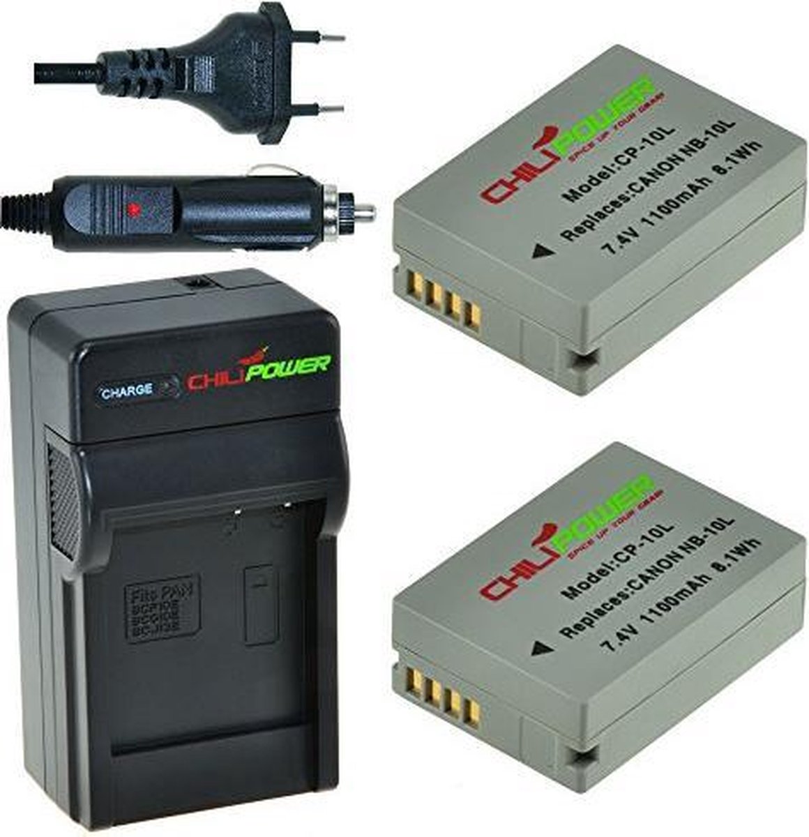 ChiliPower NB-10L Canon Kit - Camera Batterij Set