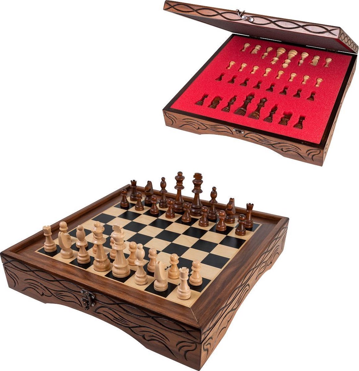 Schaakbord - Compleet met houten schaakstukken - Schaakspel - Schaakset - Bordspel - Volwassenen - Schaken - Chess - 40 x 40 cm