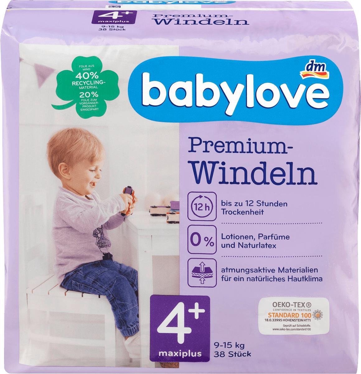 babylove Premium luiers - maat 4+  - Maxiplus - 9-15 kg (38 stuks)