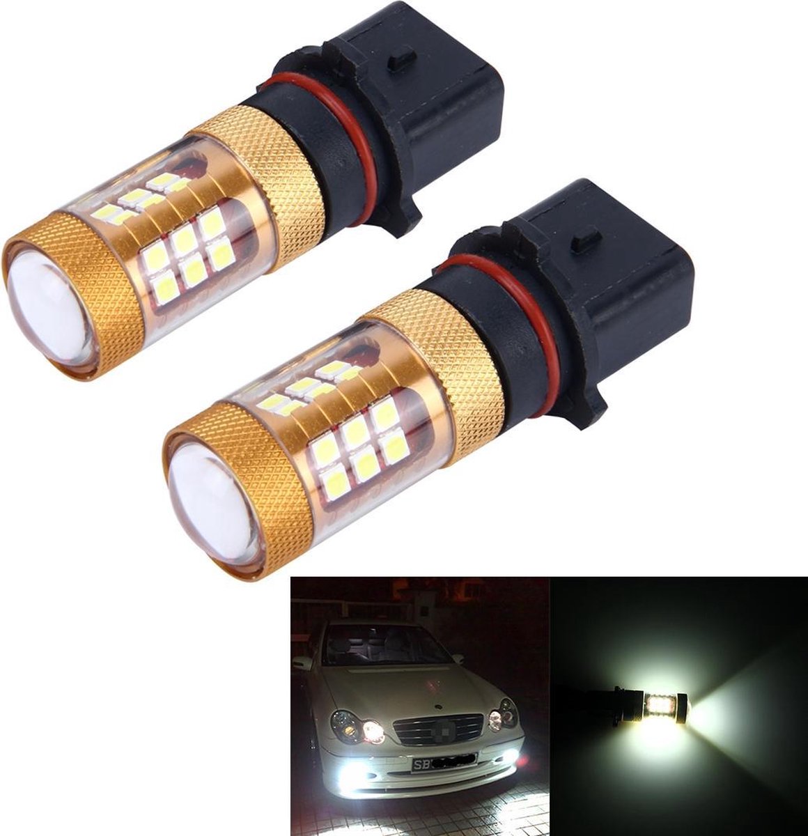 2 STKS P13W 10W 1300 LM 6500K 28 SMD-3030 LED's Auto Mistlampen