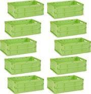 relaxdays 10 x transportkrat in set - vouwkrat - stapelbaar - 40 liter - stabiel - groen