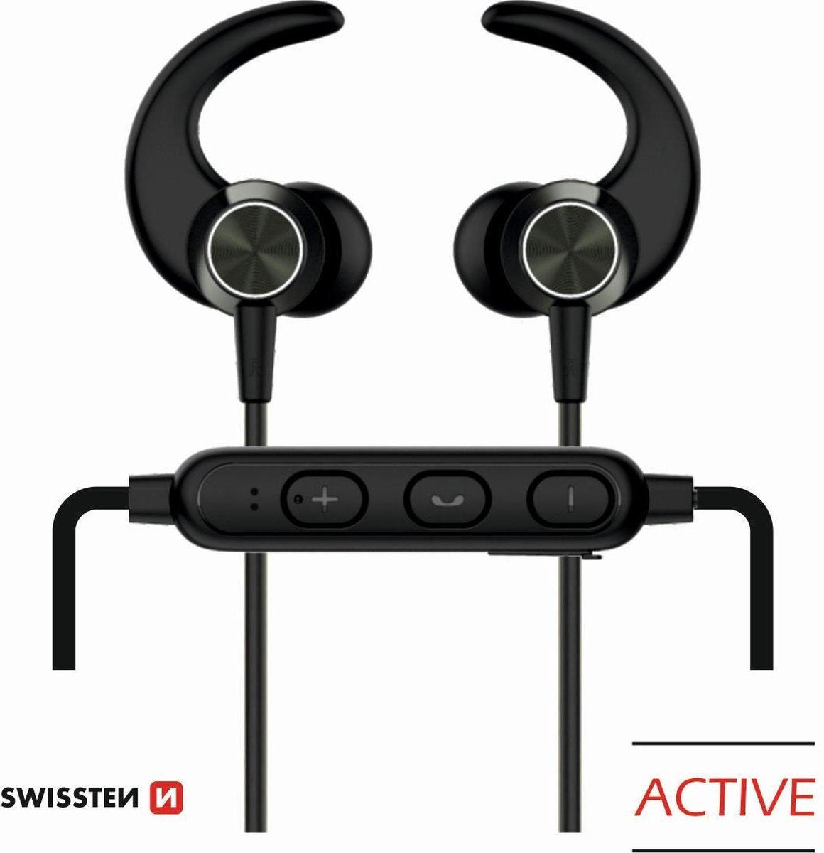 Swissten Bluetooth Oordopjes Active - Draadloze Sport Oordopjes - Zwart