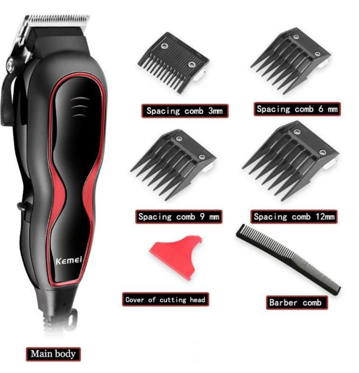 Kemei - Baard trimmer - Inclusief 4 opzetkammen