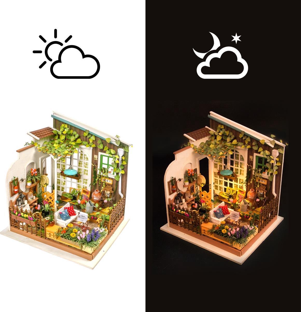 Robotime Millers Tuin DG108 - Houten Modelbouw - Poppenhuis met LED licht - DIY