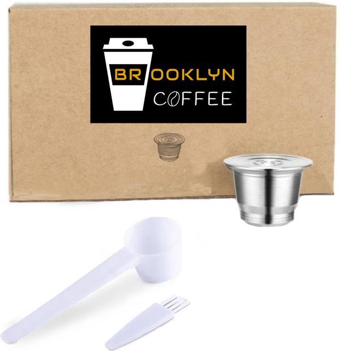 Brooklyn Premium - Herbuikbare Nespresso capsule set  - Hervulbare Nespressocapsule - Hervulbare Nespresso cup - RVS - Compleet set - Koffie capsule - Herbuikbare capsule - Herbruikbare koffie capsule - Hervulbare koffie capsule