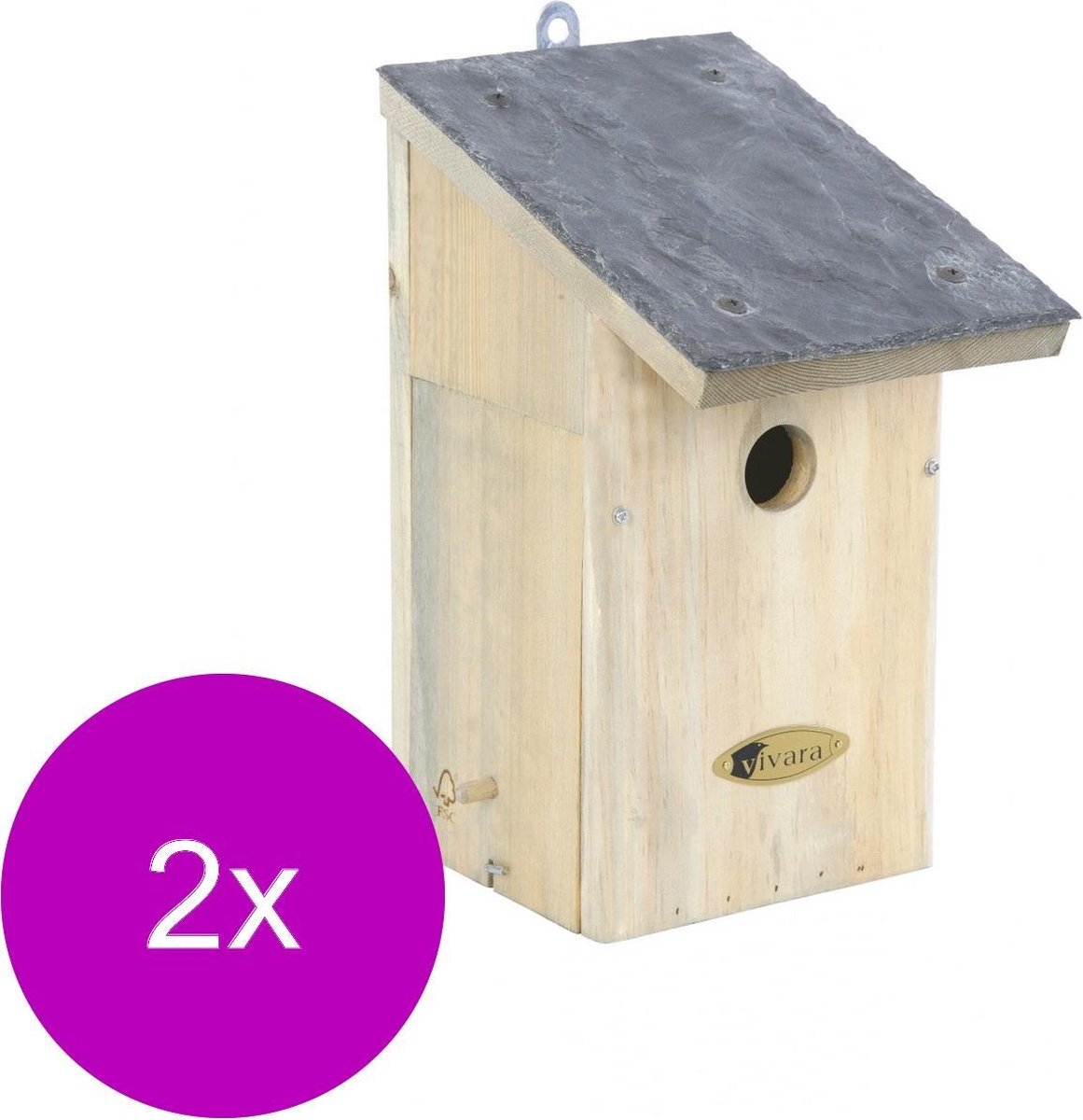 Wildbird Nestkast San Francisco Leisteen 34mm - Broeden - 2 x 16.5x21.5x30 cm