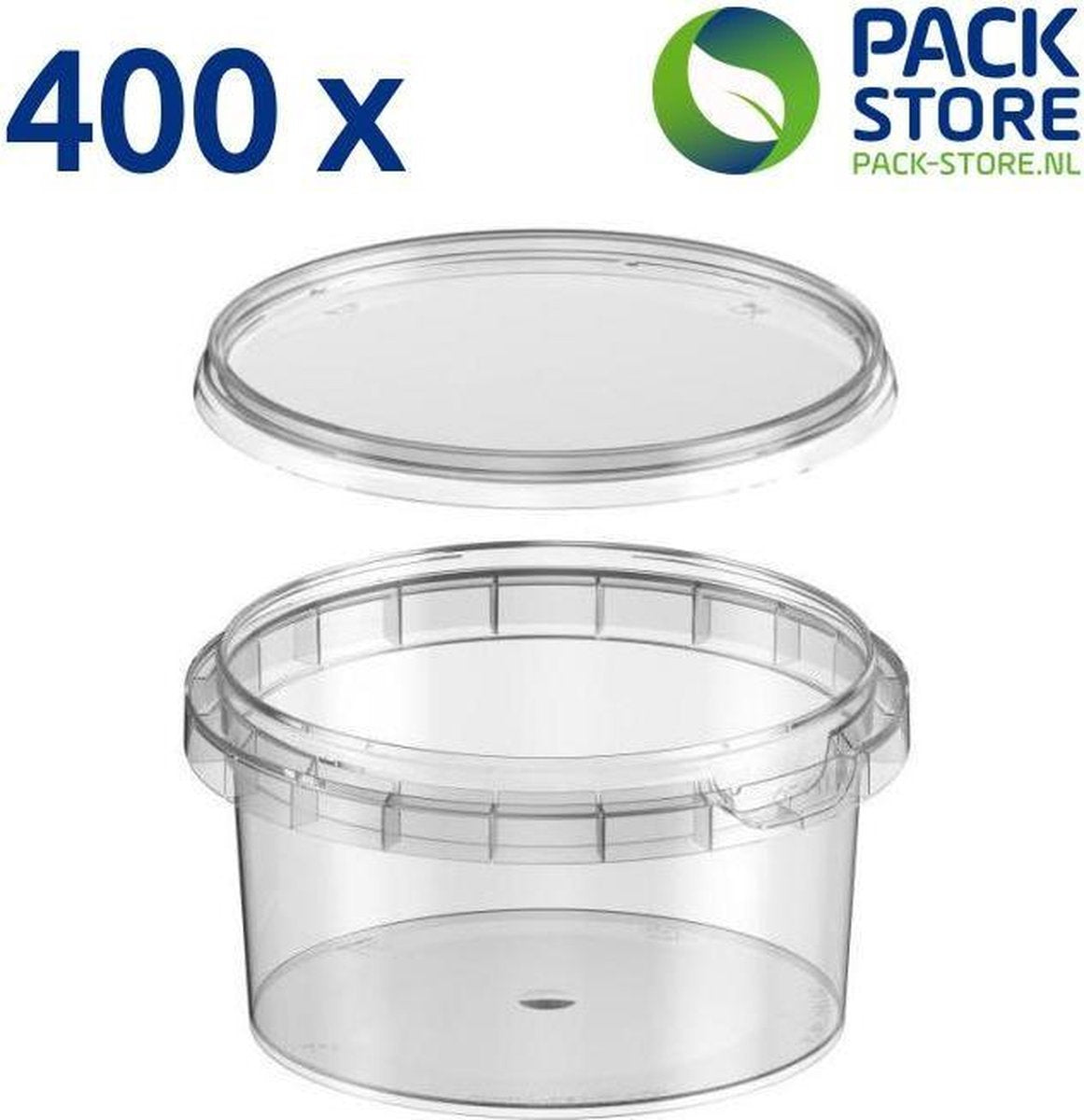 400 x Plastic bakje 235 ml (rond ø95mm) - Transparant met deksel
