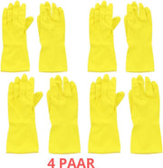 Huishoudhandschoen - Rubber - Geel - Maat L - 4 paar