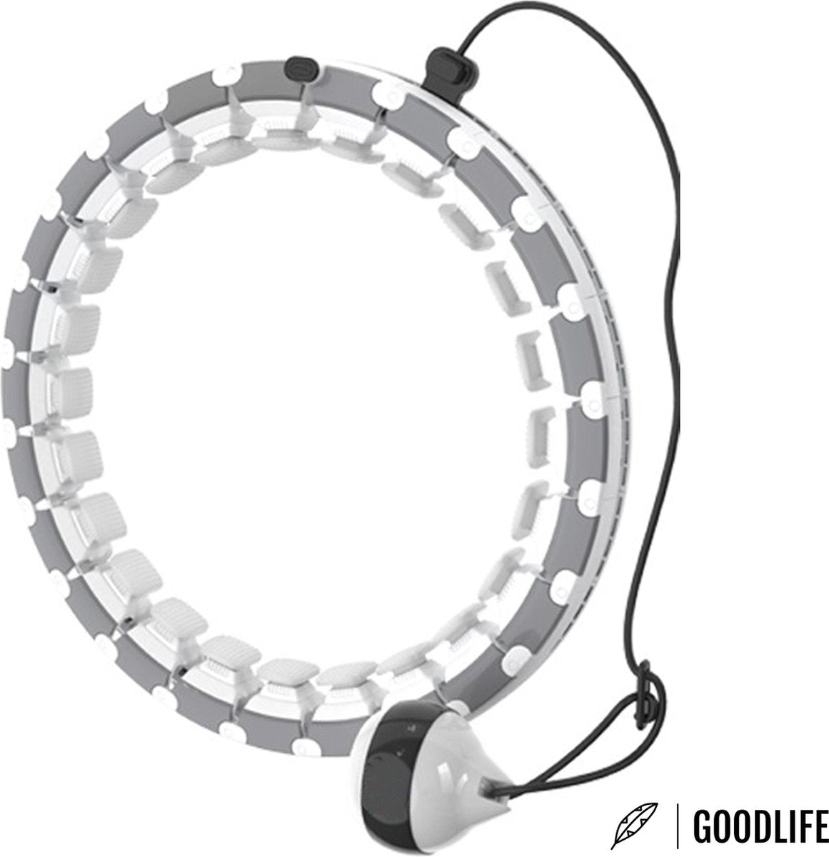 Goodlife®️ Stay-On Hoelahoep - Fitness hoelahoep met verstelbaar gewicht - Hulahoop - Geschikt voor volwassenen en kinderen - Grijs