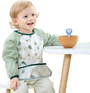Slabbetje lange mouwen met brede opvangbak (2-4 jaar PEUTER ) - avocado - peer  - meisjes - jongens - kliedershort knutselshort