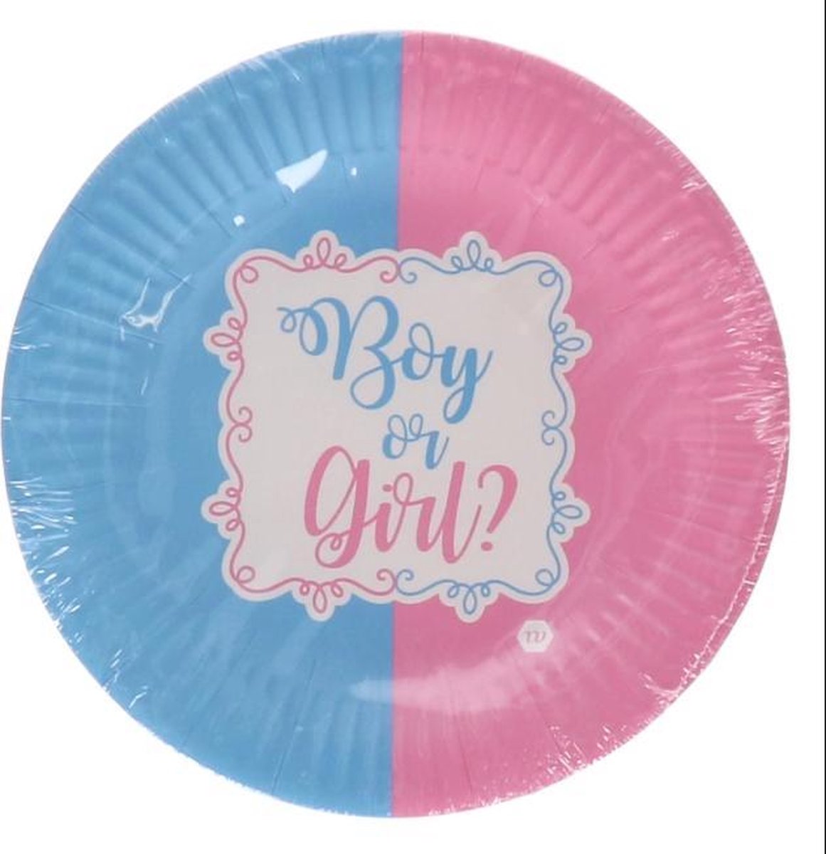 Kartonnen Bordjes  Boy or girl 18 cm 8 st - Wegwerp borden - Feest/verjaardag/BBQ borden - onthulling geslacht - 8 x gender reveal - Babyshower