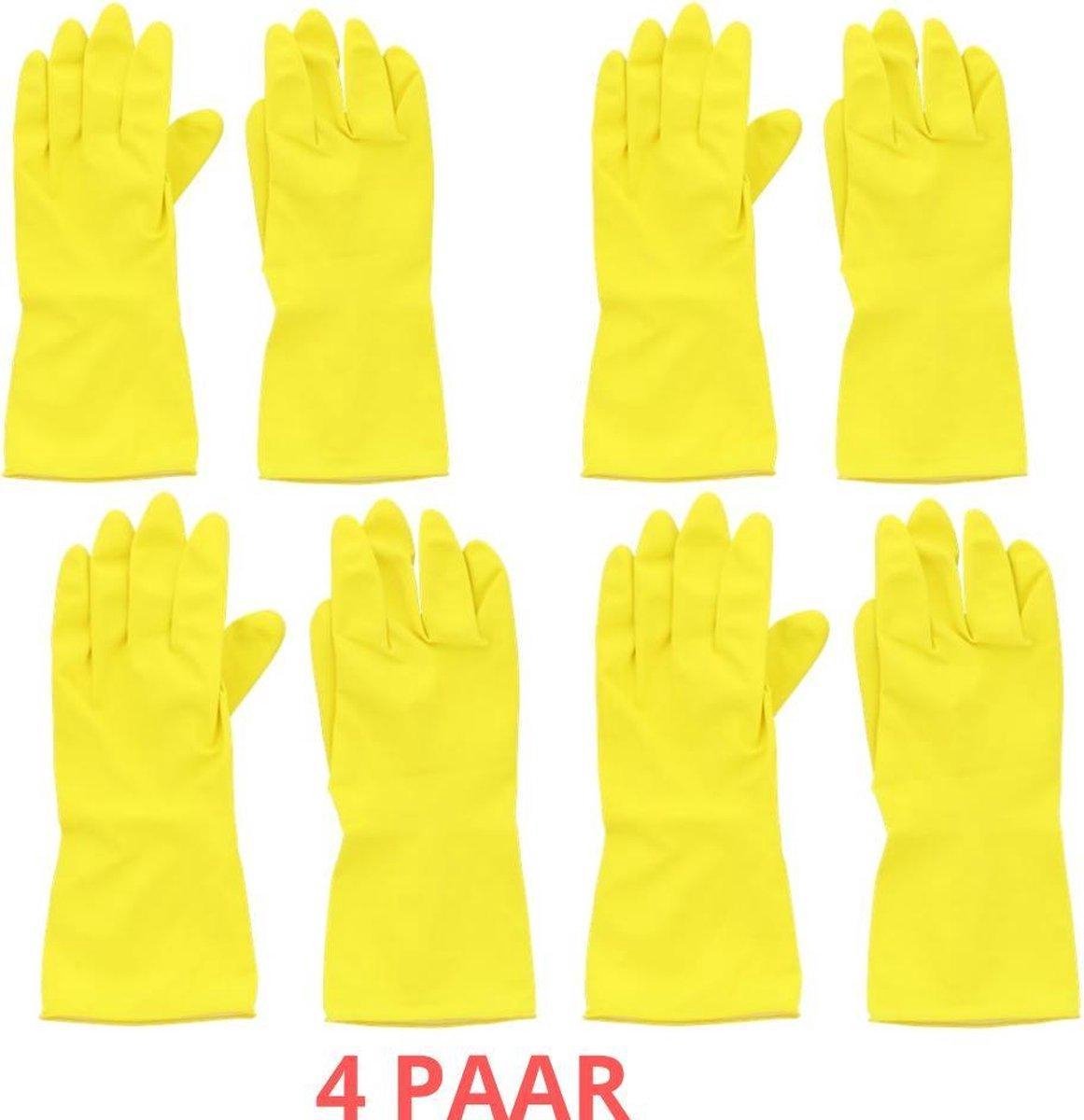 Huishoudhandschoen - Rubber - Geel - Maat M - 4 paar